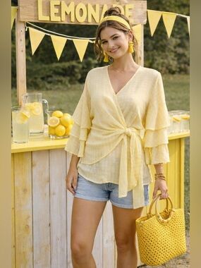 🍋 Valerie Steven’s Surplice Sheer Blouse